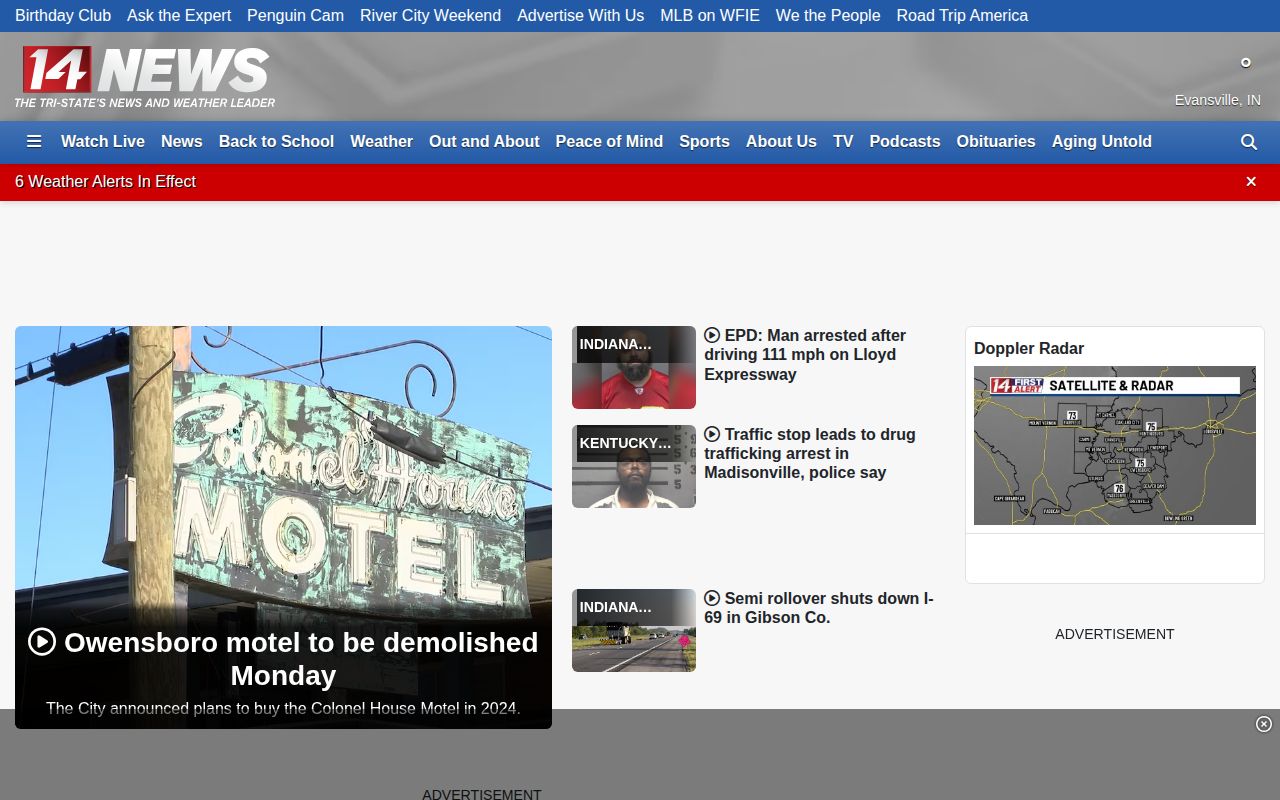 14 News regional news interface used for selected Hancock County arrest reporting