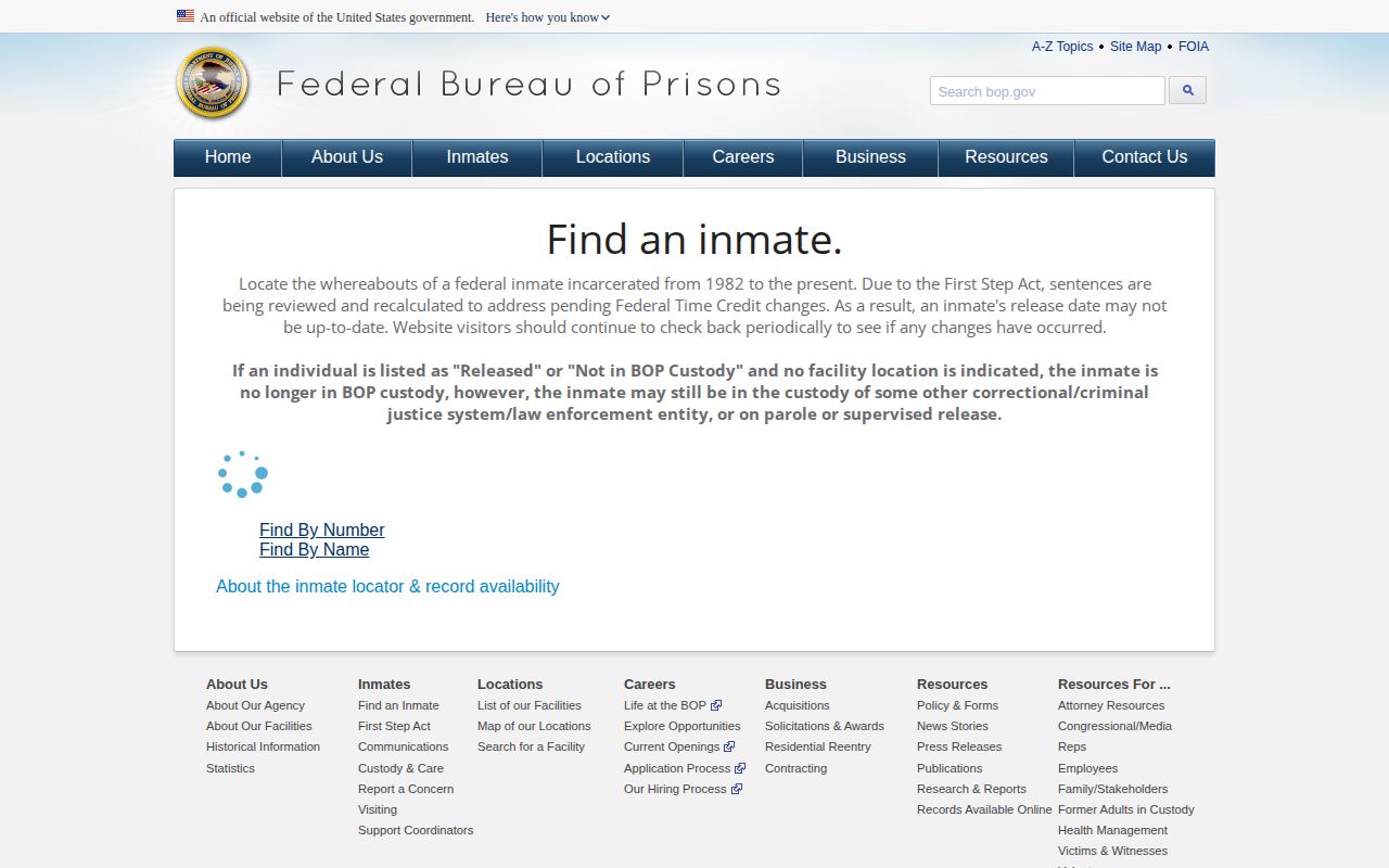 Federal BOP custody locator after a Hancock County arrest records search